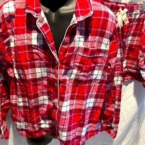 J. Crew sz XXL Flannel Pajama Short Set Red Tartan Plaid NWT